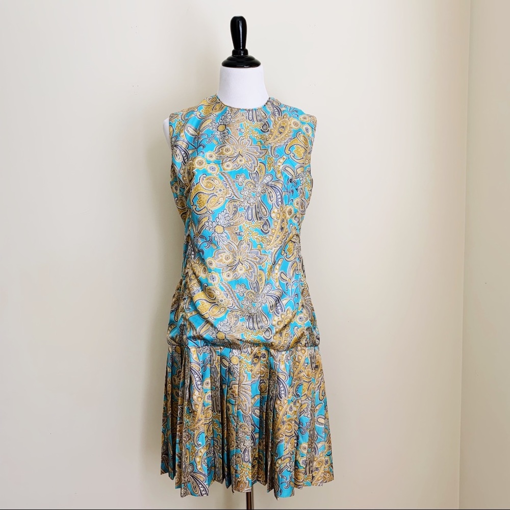 Bold Handmade Vintage Silk Drop Waist Dress